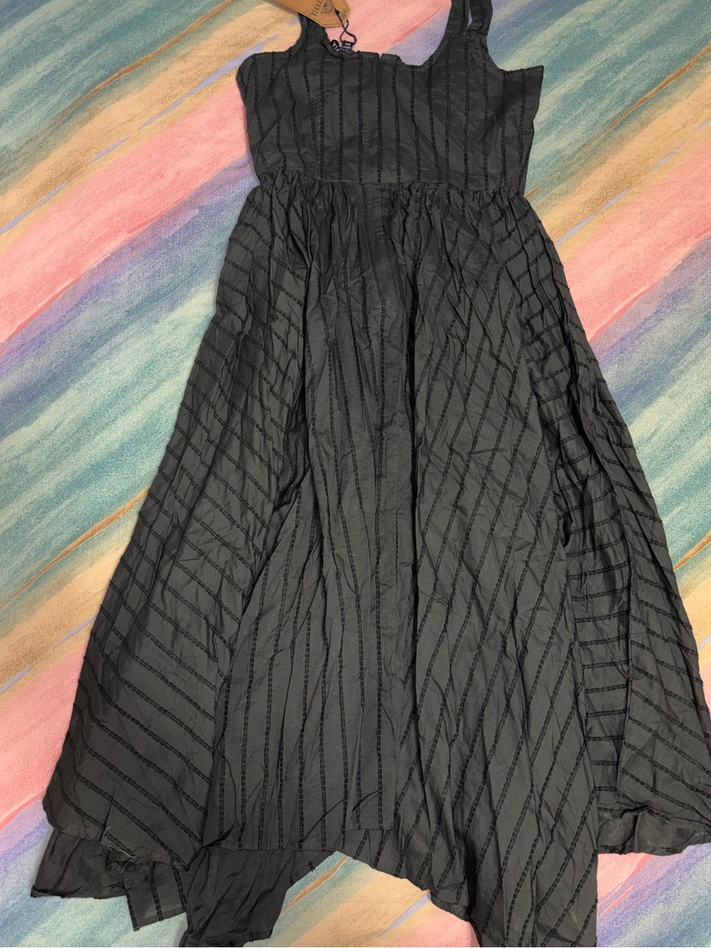 NWT Disturbia Blythe Cotton Handkerchief Hem Midaxi Dress - Dark Green size 6 US - Picture 5 of 6